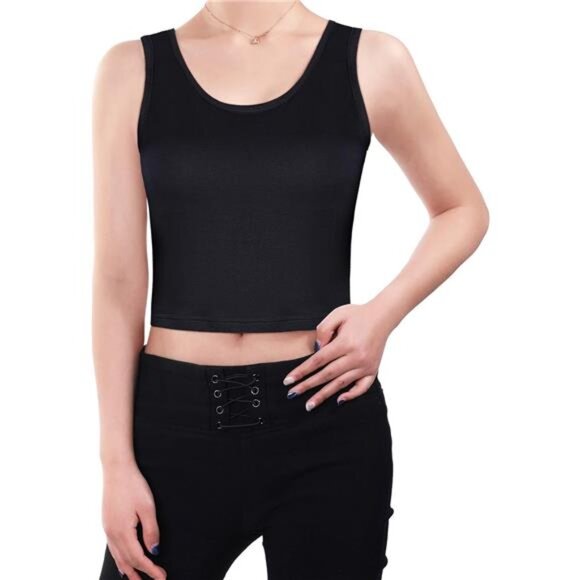 8 Pcs Women Basic Crop Tank Tops Sleeveless Racerback Crop Cotton Top - Picture 6 of 7